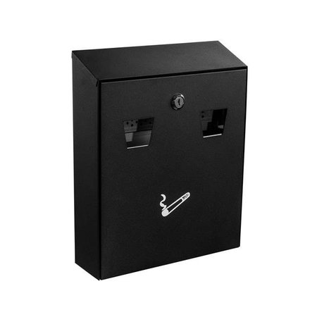 ALPINE CORP Alpine 490-01-BLK All-In-One Wall Mount Cigarette Disposal Station; Black 490-01-BLK